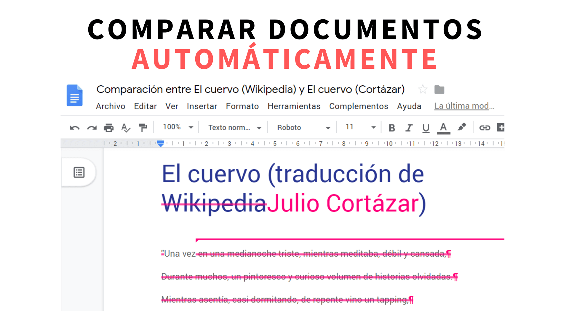 Comparar el texto de dos documentos automáticamente