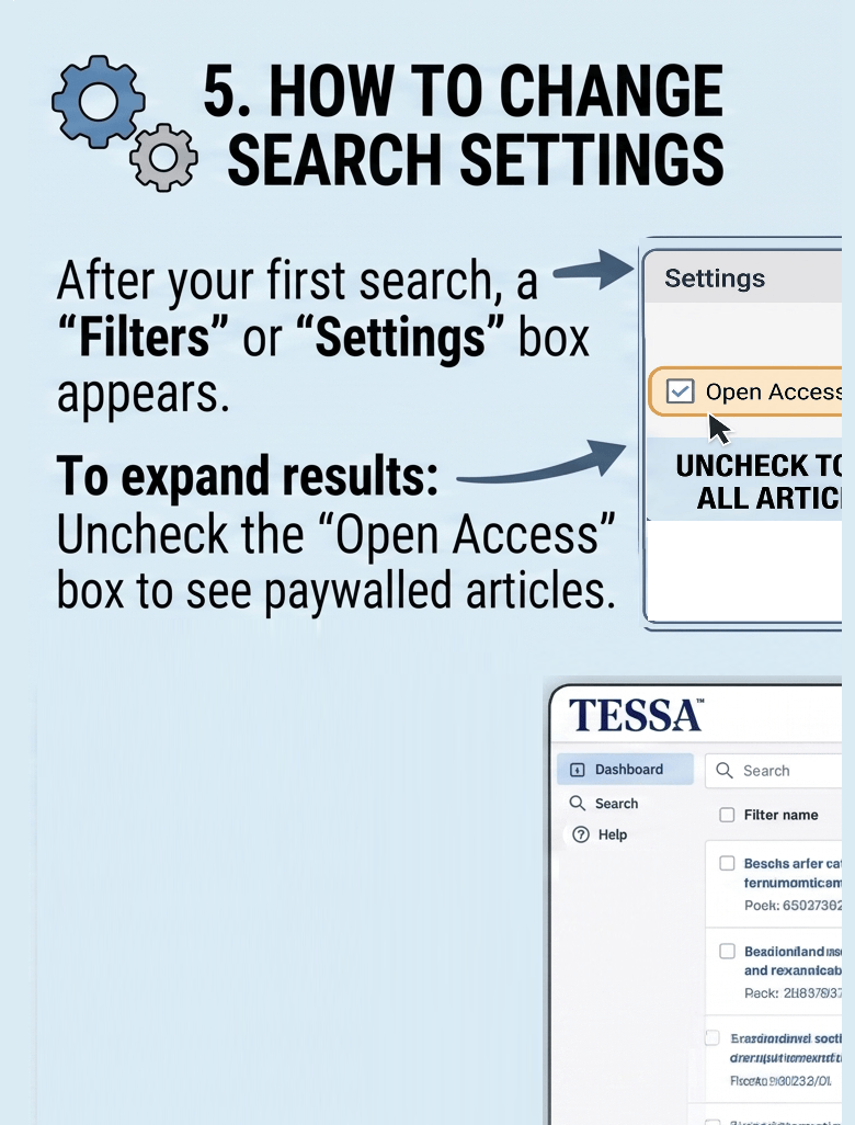 Use the search settings to refine your search results