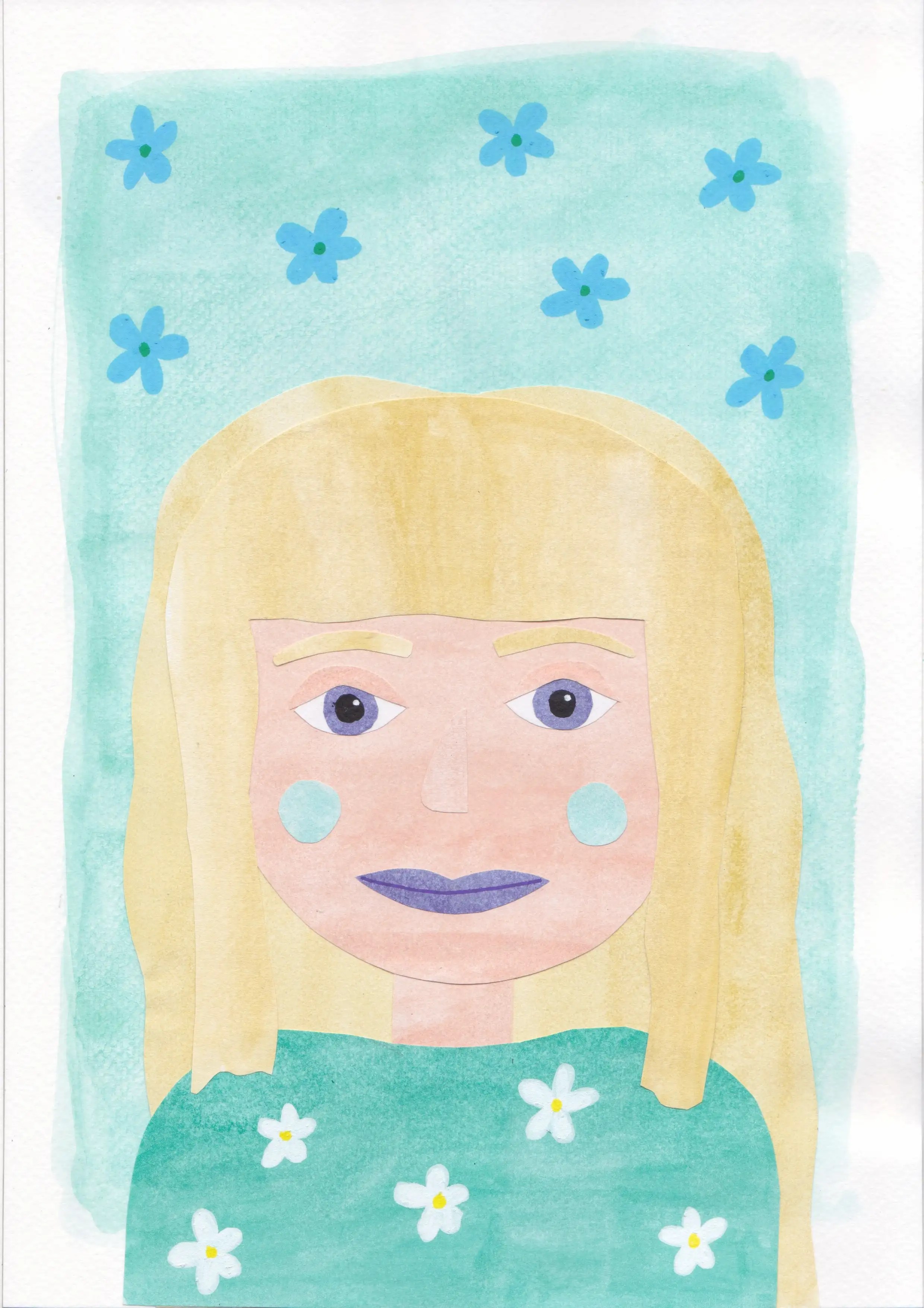 A collage artwork featuring a self-portrait of Tess.