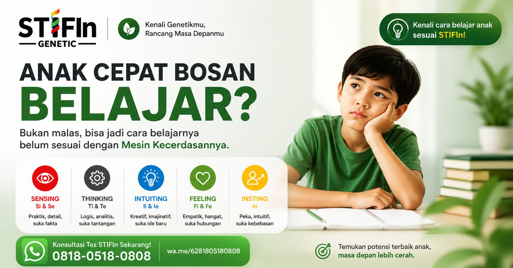 enali cara belajar Sensing, Thinking, Intuiting, Feeling, dan Insting menurut STIFIn.