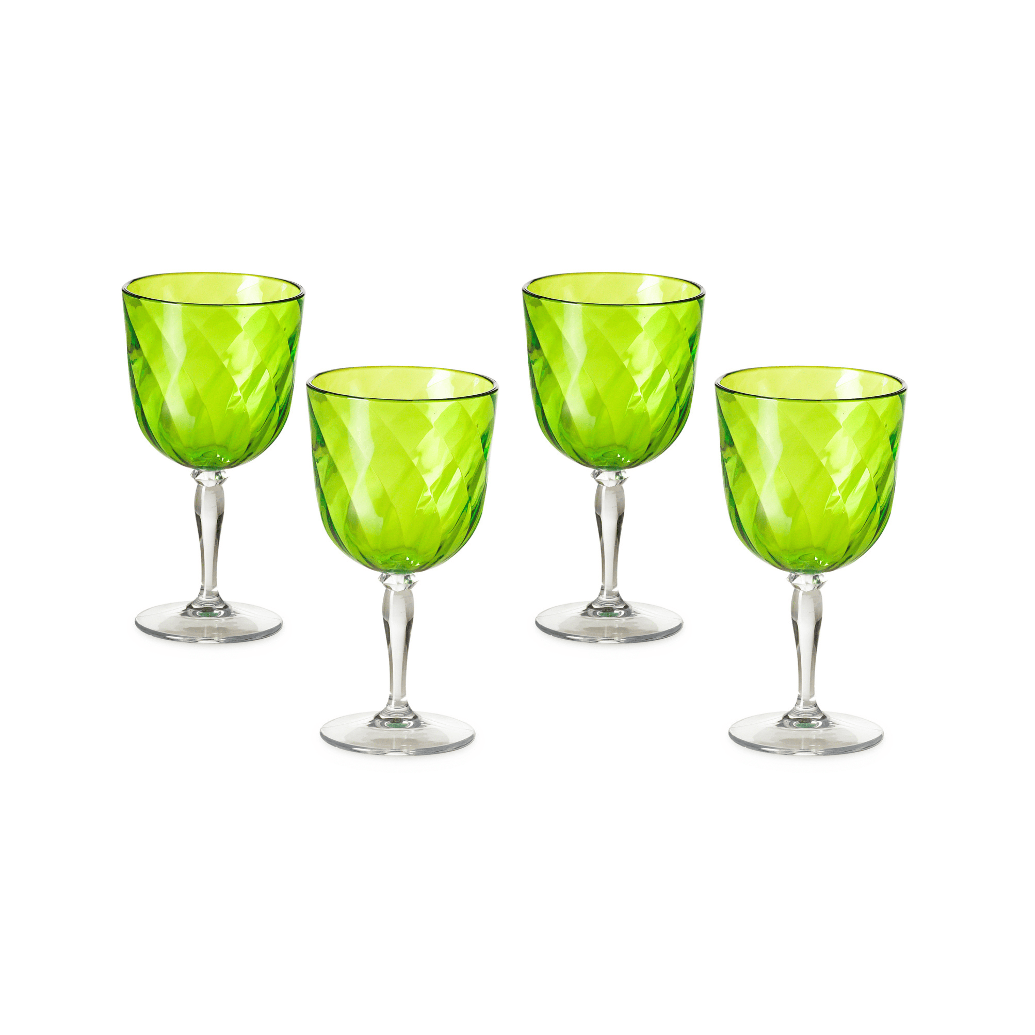 Set 4 DIAMOND Goblet - Green