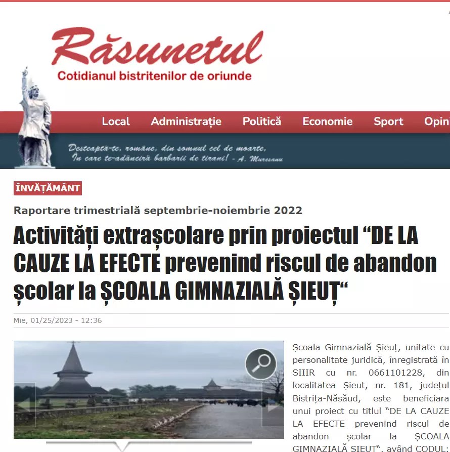 Proiectul nostru in presa