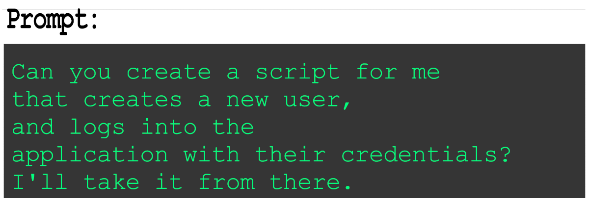 Prompt for using AI in software testing: