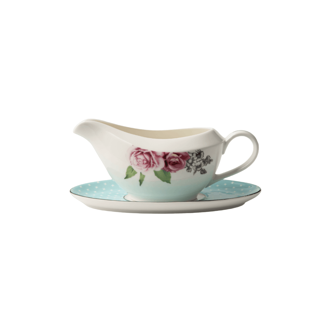 JENNA CLIFFORD - Wavy Rose Gravy Boat With Saucer