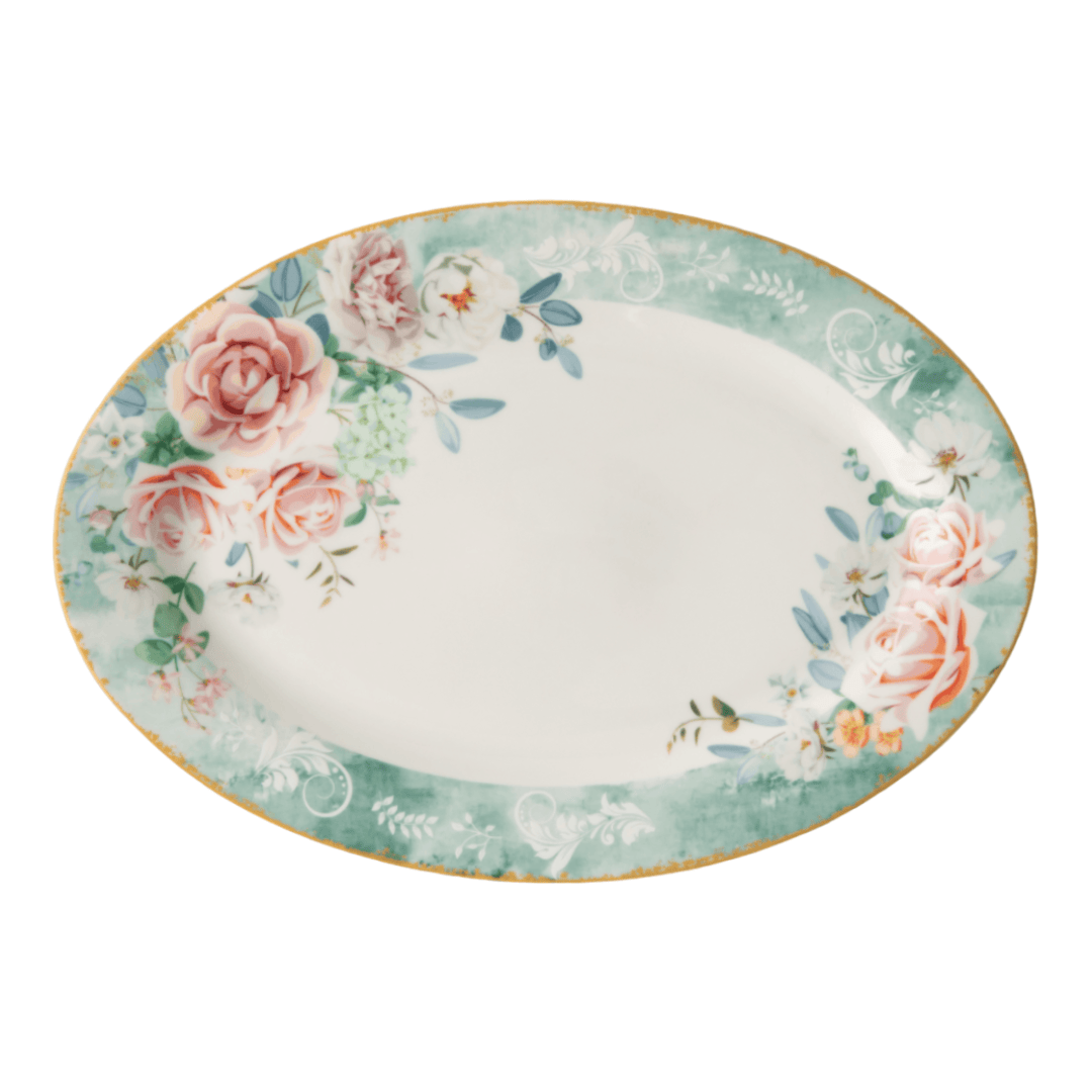 JENNA CLIFFORD - Green Floral Oval Platter