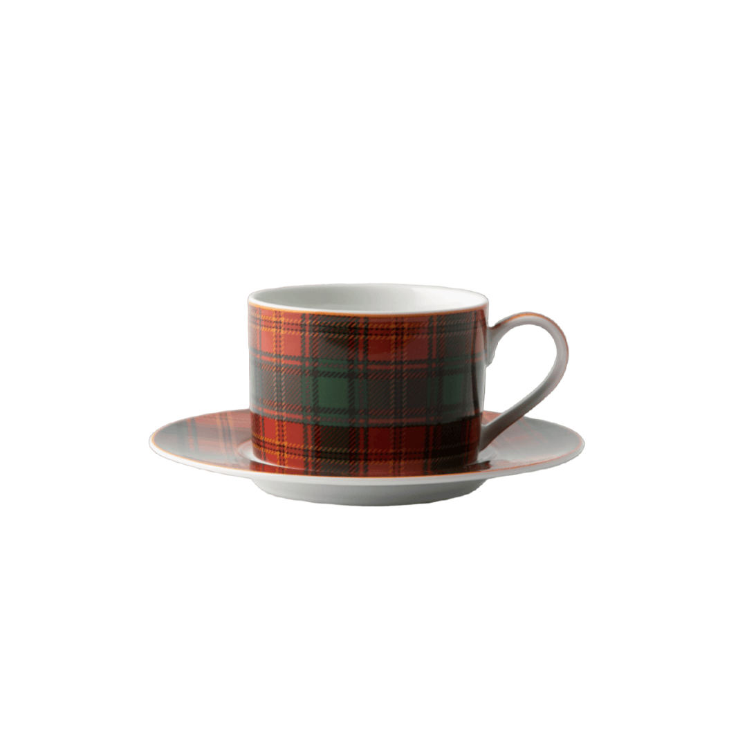JENNA CLIFFORD - Red Tartan Cup & Saucer in Gift Box