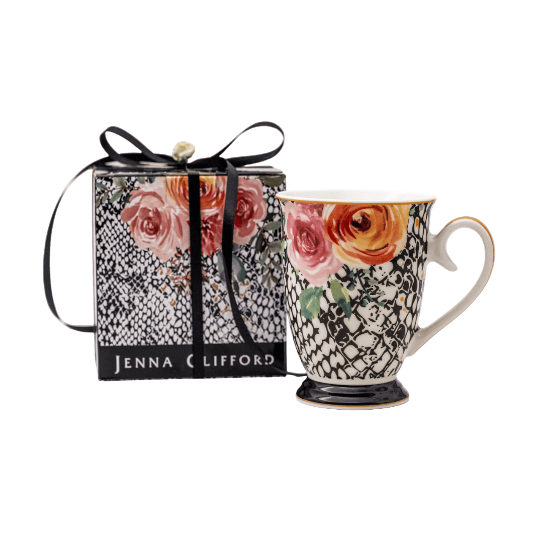 JENNA CLIFFORD - Peach Rose Mug in Gift Box