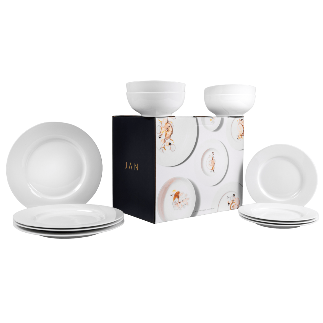 JAN - White 12pce Dinner Set in a Gift Box