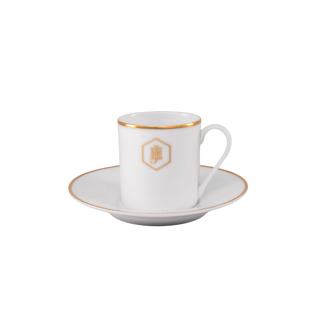 JAN - Gold Rimmed Espresso Cup & Saucer