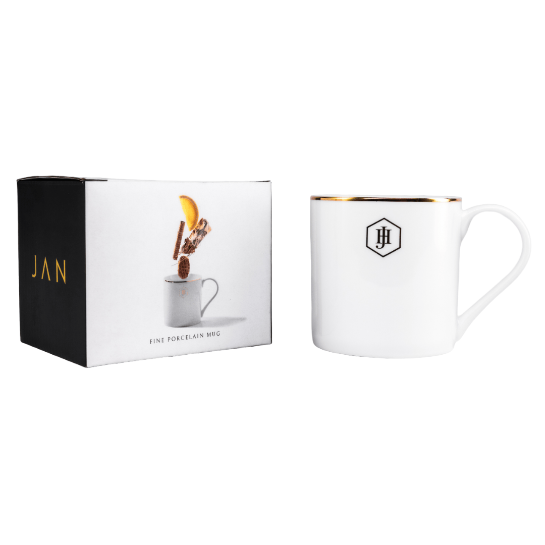 JAN - Gold Rimmed Coffee Mug in a Gift Box