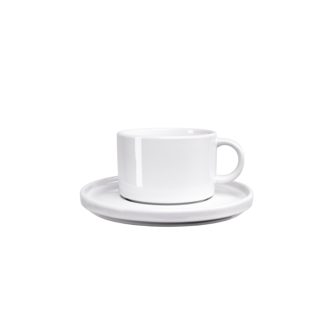 JAN - Flat Stackable Cup & Saucer (choose from 4 colours)