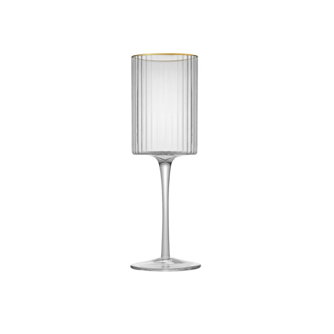 JAN - Opulent White Wine with Gold Rim (Set of 2)