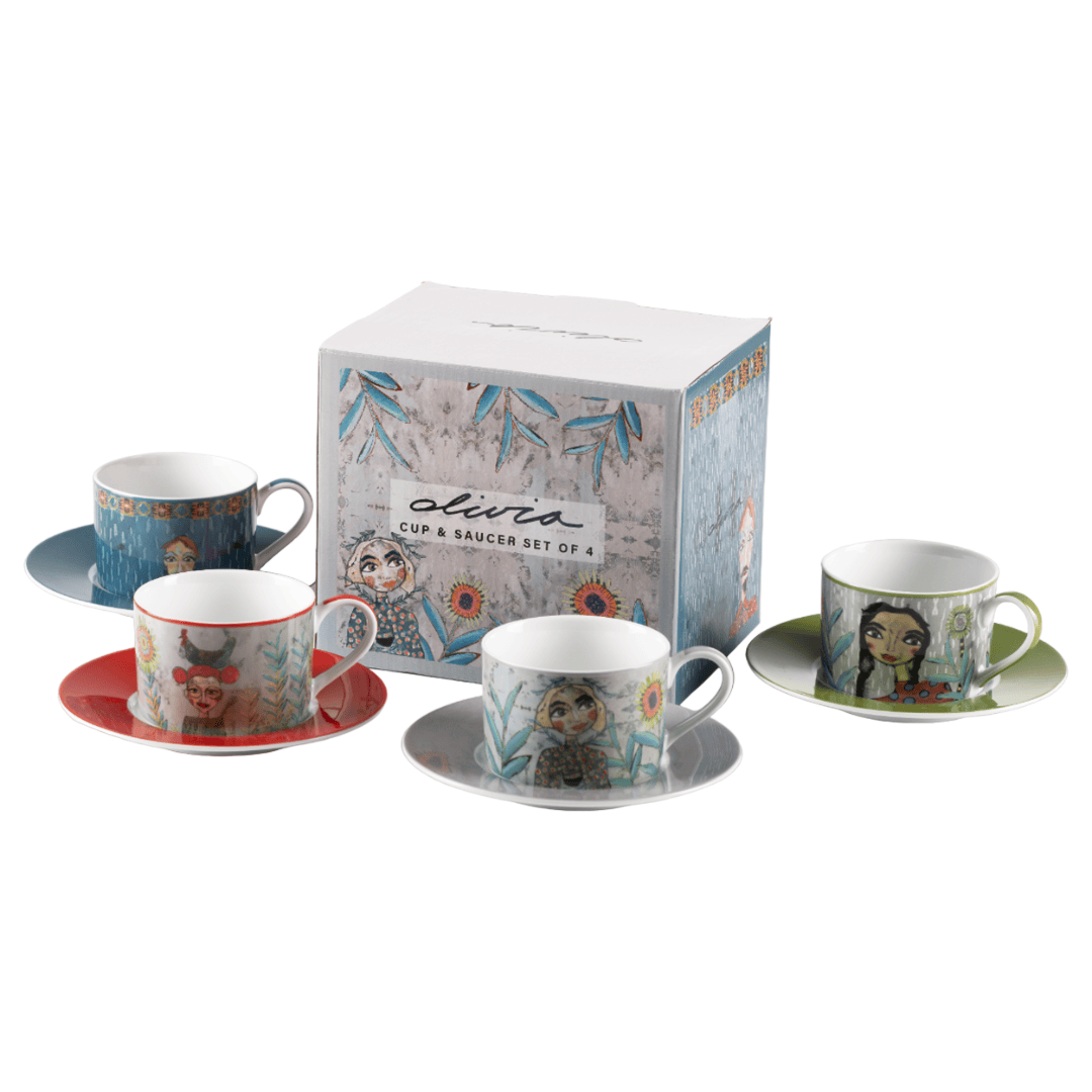 OLIVIA - Cuzins Cup & Saucer (Set of 4)