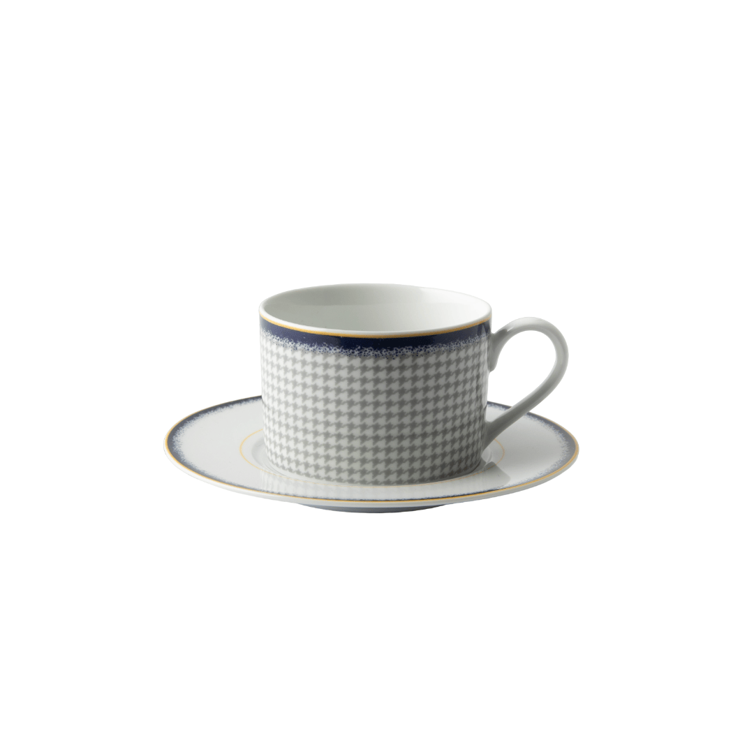 GALATEO - Blue Check Tea Cup & Saucer