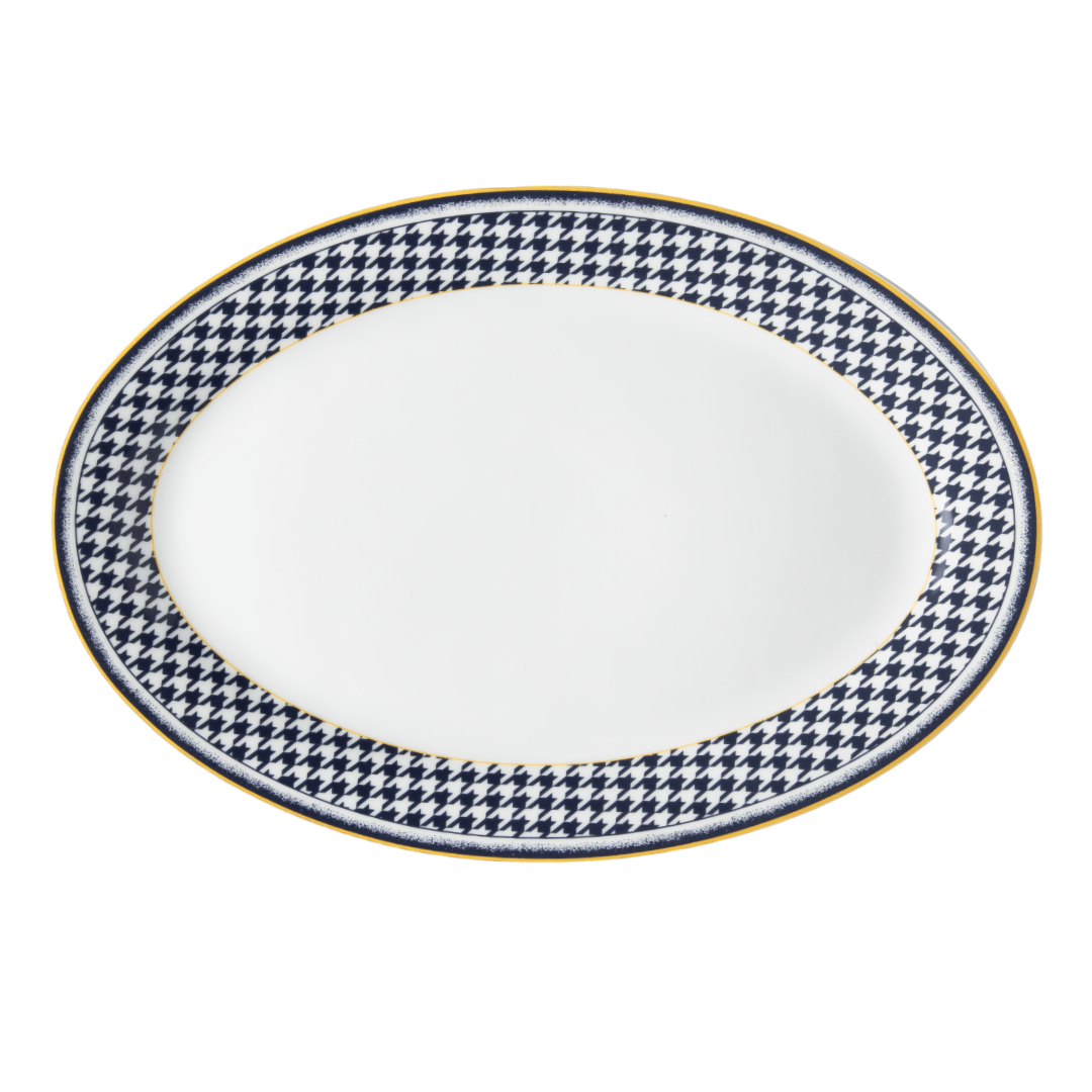 GALATEO - Blue Check Oval Platter