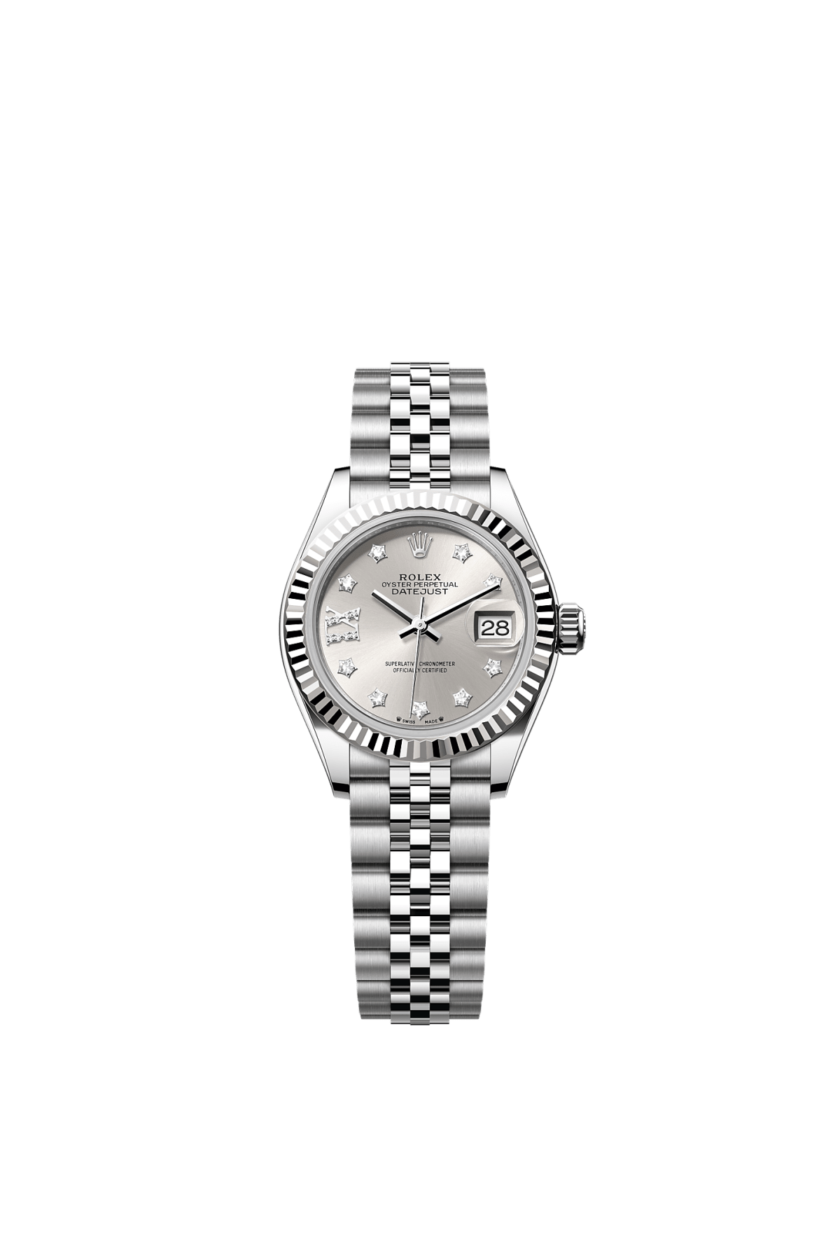 Rolex Datejust 28 mm Oystersteel Star diamond Silver Dial 279160