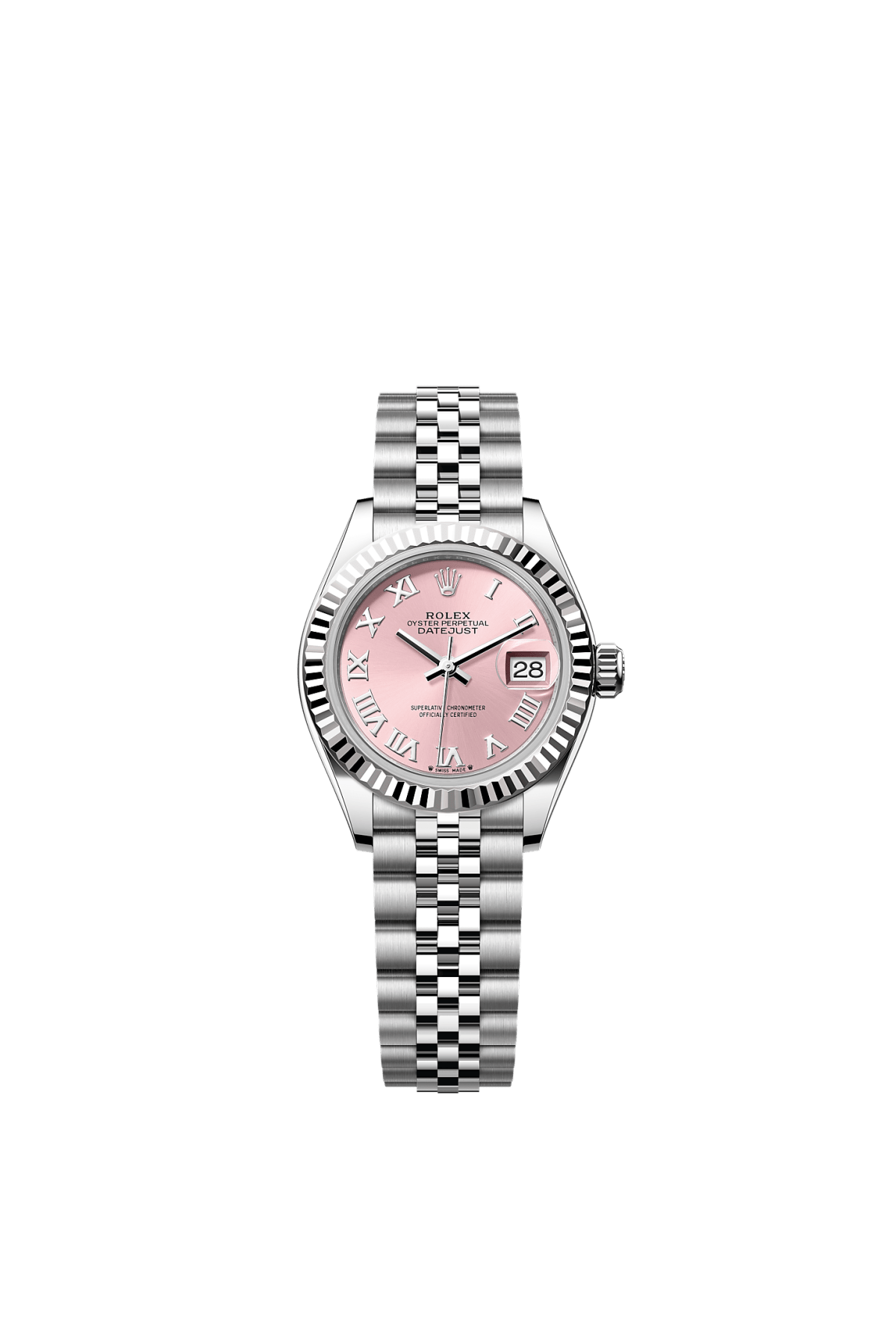 Rolex Datejust 28 mm Oystersteel Pink Roman Dial 279160