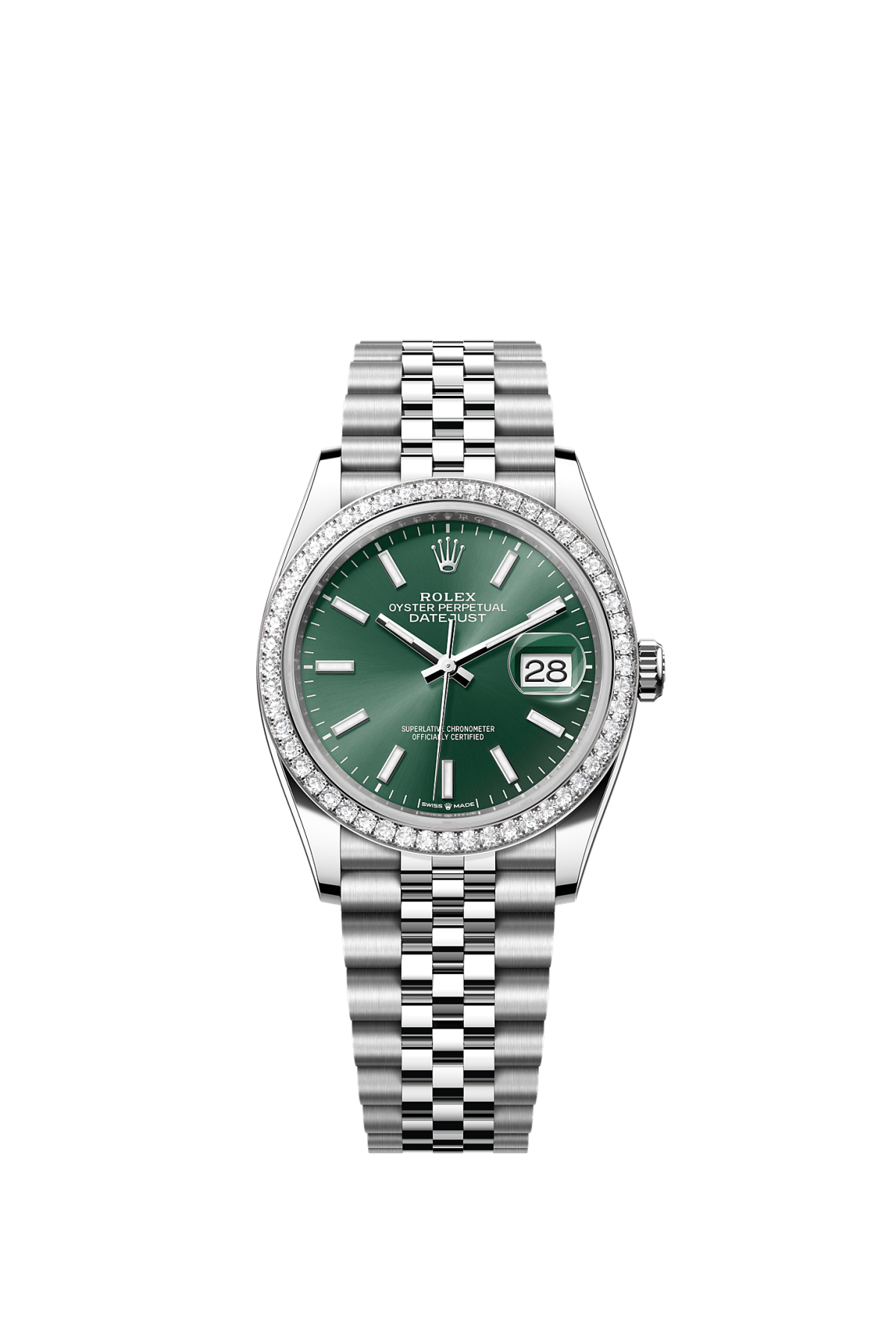 Rolex Datejust Diamond Bezel Green Index Diamond Dial