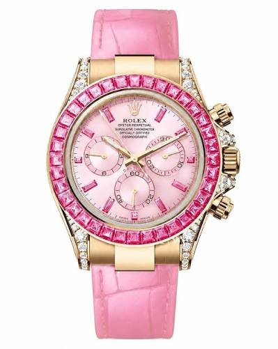 Rolex Cosmograph Barbie Daytona, Yellow Gold, Pink MOP Dial, Pink Sapphire Baguette Dial (Custom made)