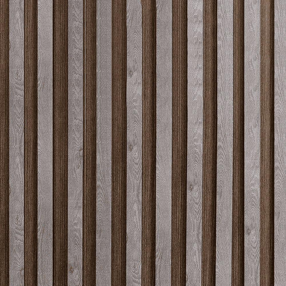 Gray Fluted Wood Alternative - Brown Grooves