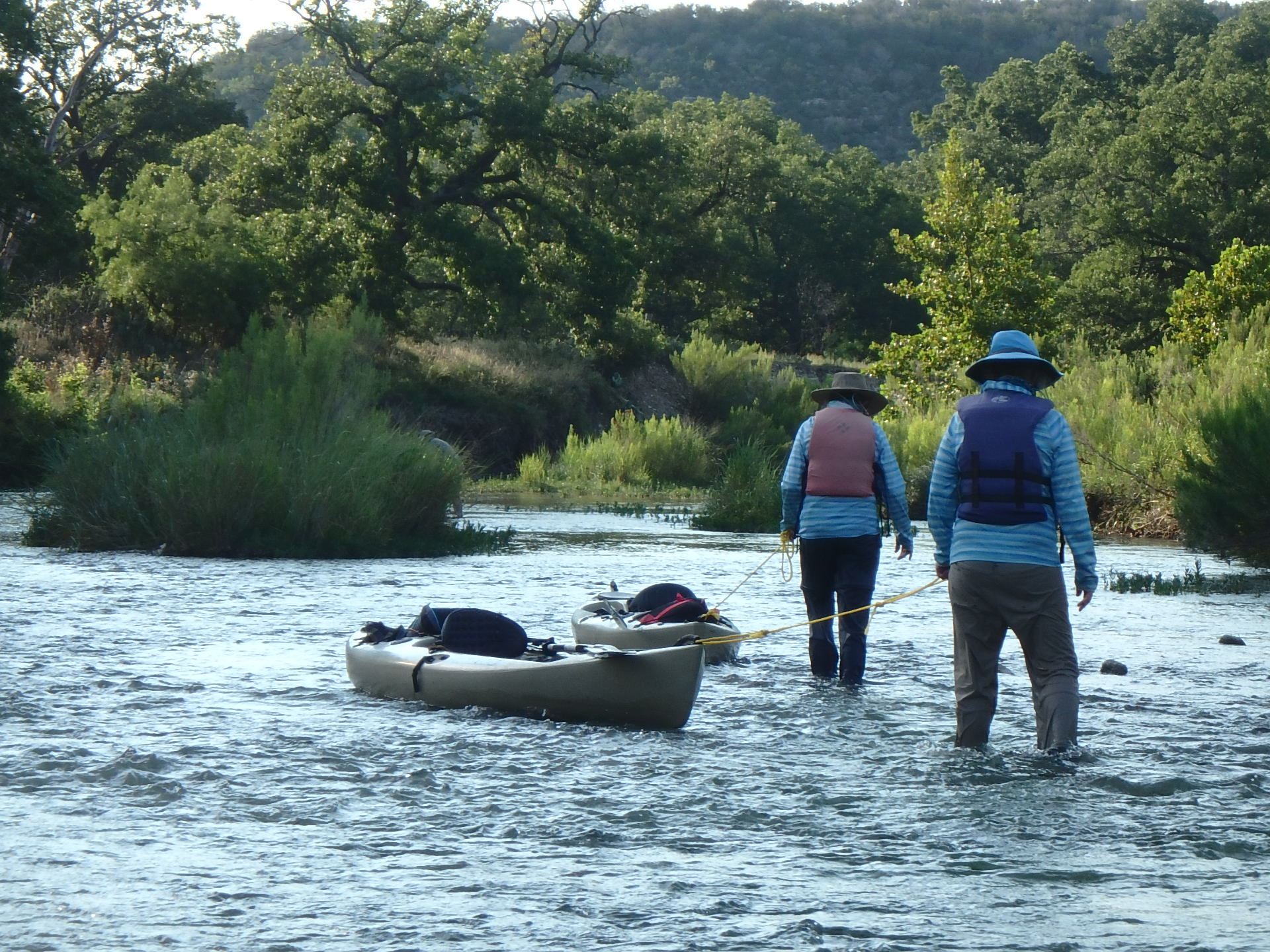 Walking through some fast and shallow water
