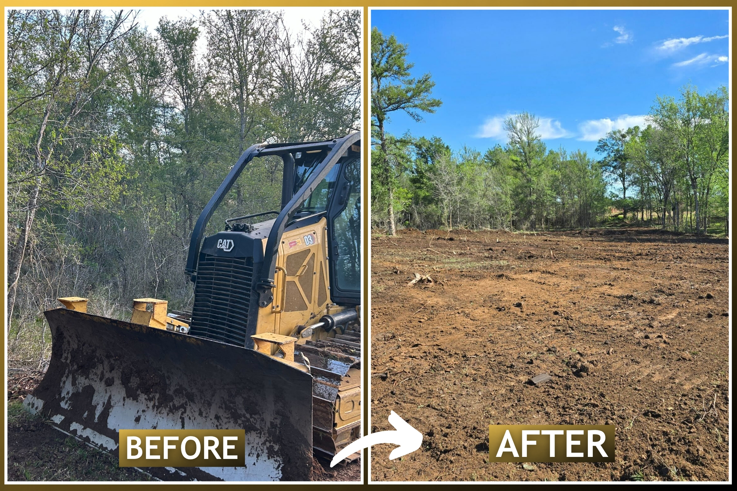 Selective land clearing and grading on 9 acres near Lexington, TX