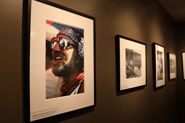 Photos hanging at the Wittliff Collections, Texas State University