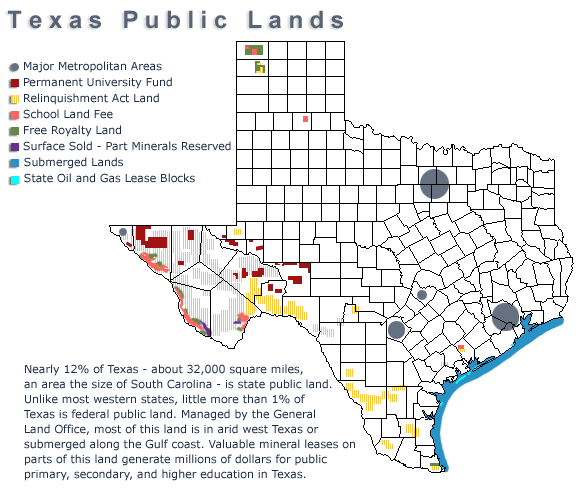 Texas Public Lands Managed By General Land Office Map Glo 