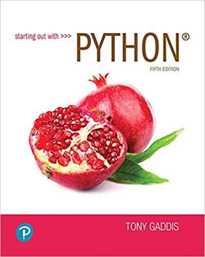 Starting out with Python (5th Edition) Format: PDF eTextbooks ISBN-13: 978-0135929032 ISBN-10: 0135929032 Delivery: Instant Download Authors: Tony Gaddis Publisher: Pearson