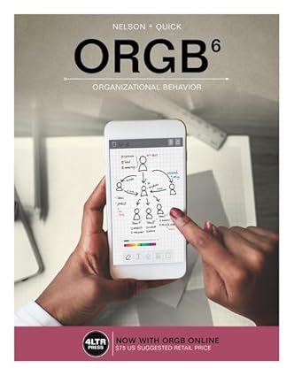 ORGB - Organisational Behaviour (6th Edition) by Debra L. Nelson Format: PDF eTextbooks ISBN-13: 978-1337407816 ISBN-10: 133740781X Delivery: Instant Download Authors: Debra L. Nelson Publisher: Cengage