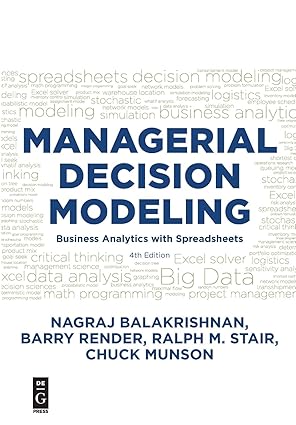 Managerial Decision Modeling - Business Analytics with Spreadsheets (Fourth Edition) Format: PDF eTextbooks ISBN-13: 978-1501515101 ISBN-10: 1501515101 Delivery: Instant Download Authors: Nagraj Balakrishnan Publisher: De Gruyter