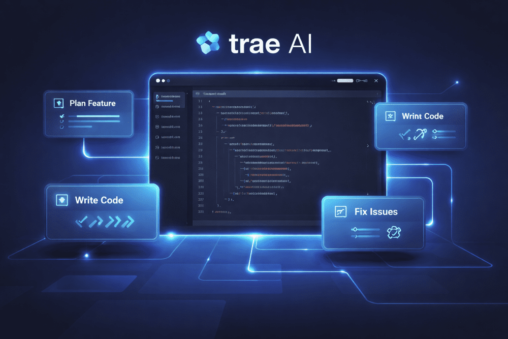 Главный экран Trae IDE с готовым проектом