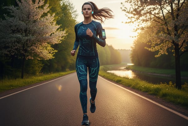 A girl jogging by wearing an e-textile