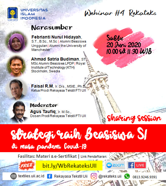 Adapun beasiswa tersebut di antaranya 515 beasiswa untuk s1 dan 75 beasiswa untuk jenjang s2. Webinar Rekateks 4 Strategi Raih Beasiswa S1 Di Masa Pandemi Covid19 Rekayasa Tekstil Uii