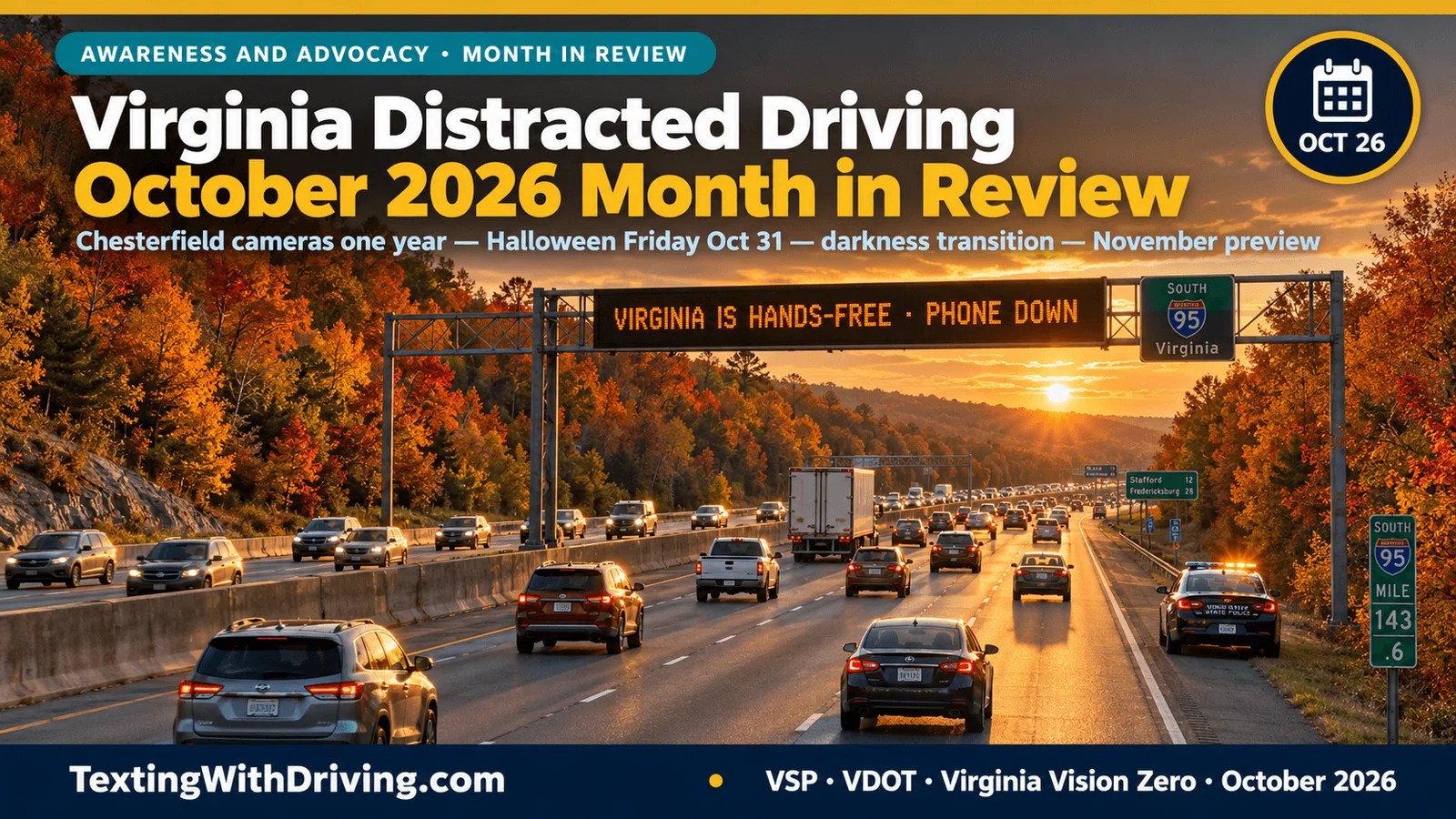 Virginia Distracted Driving Month in Review October 2026: Fall Enforcement, Cameras and What’s Ahead