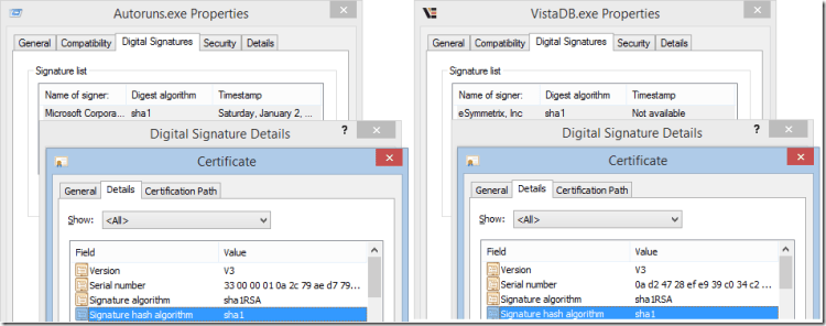 SHA1 certificates