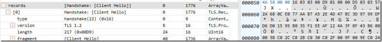 TLS 1.2 ClientHello bytes TLS 1.2 ClientHello bytes
