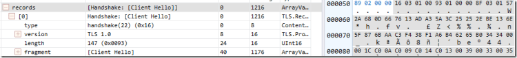 TLS 1.0 ClientHello bytes TLS 1.0 ClientHello bytes