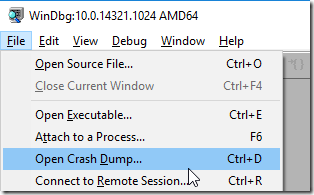 WinDBG open crash dump