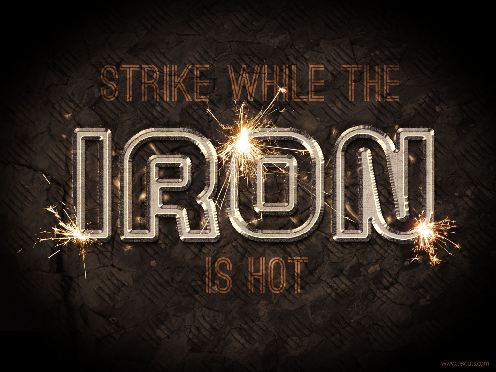 Sparkling Iron Text Effect Welding Metal PSD Font Textuts