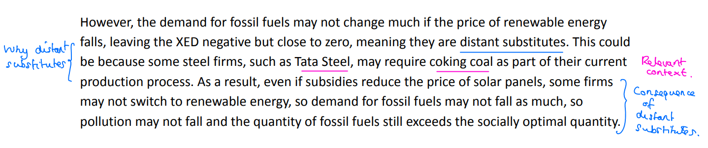 Evaluation point 2 for the essay on subsidies.