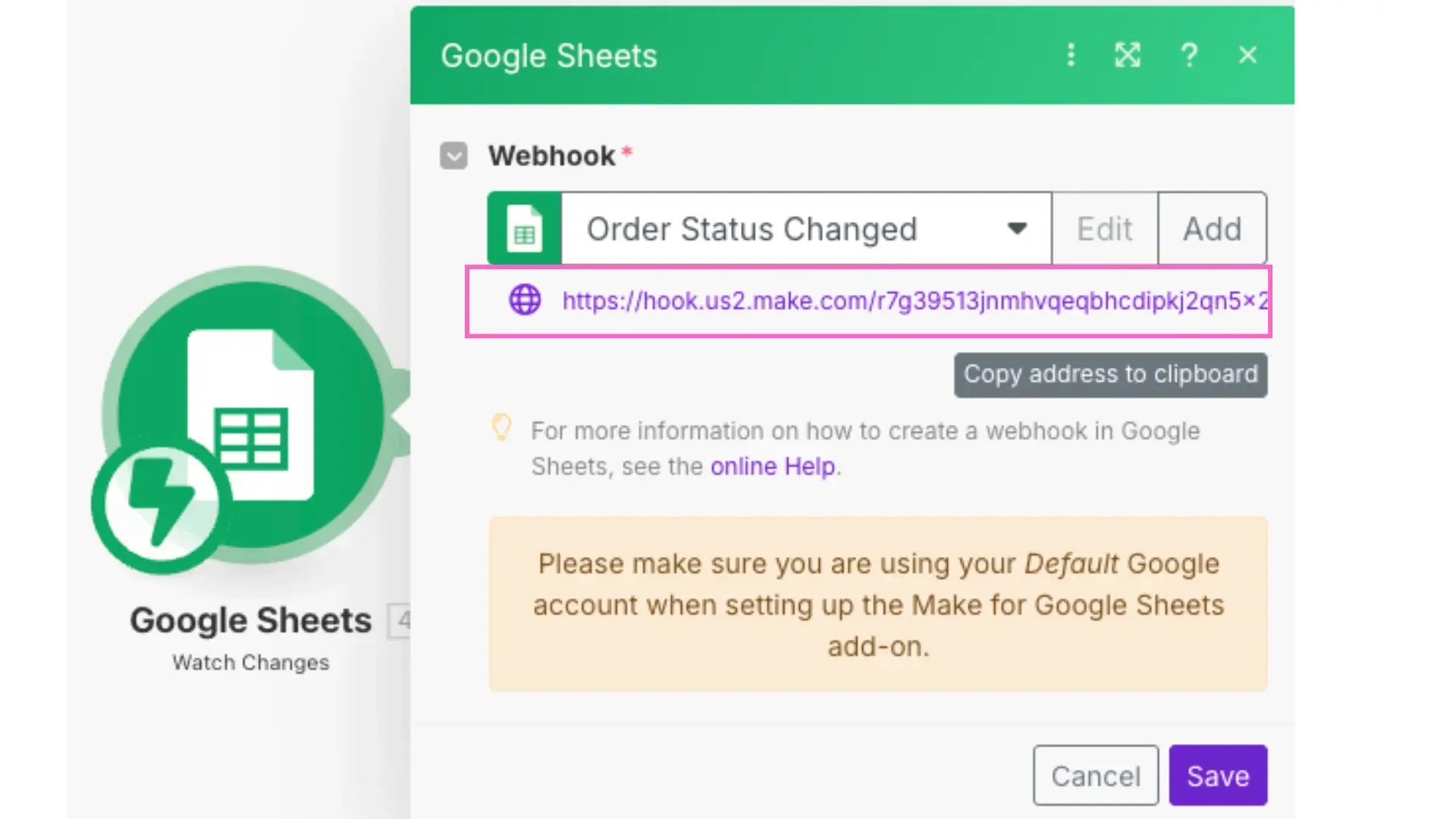 Create a webhook URL for your automation