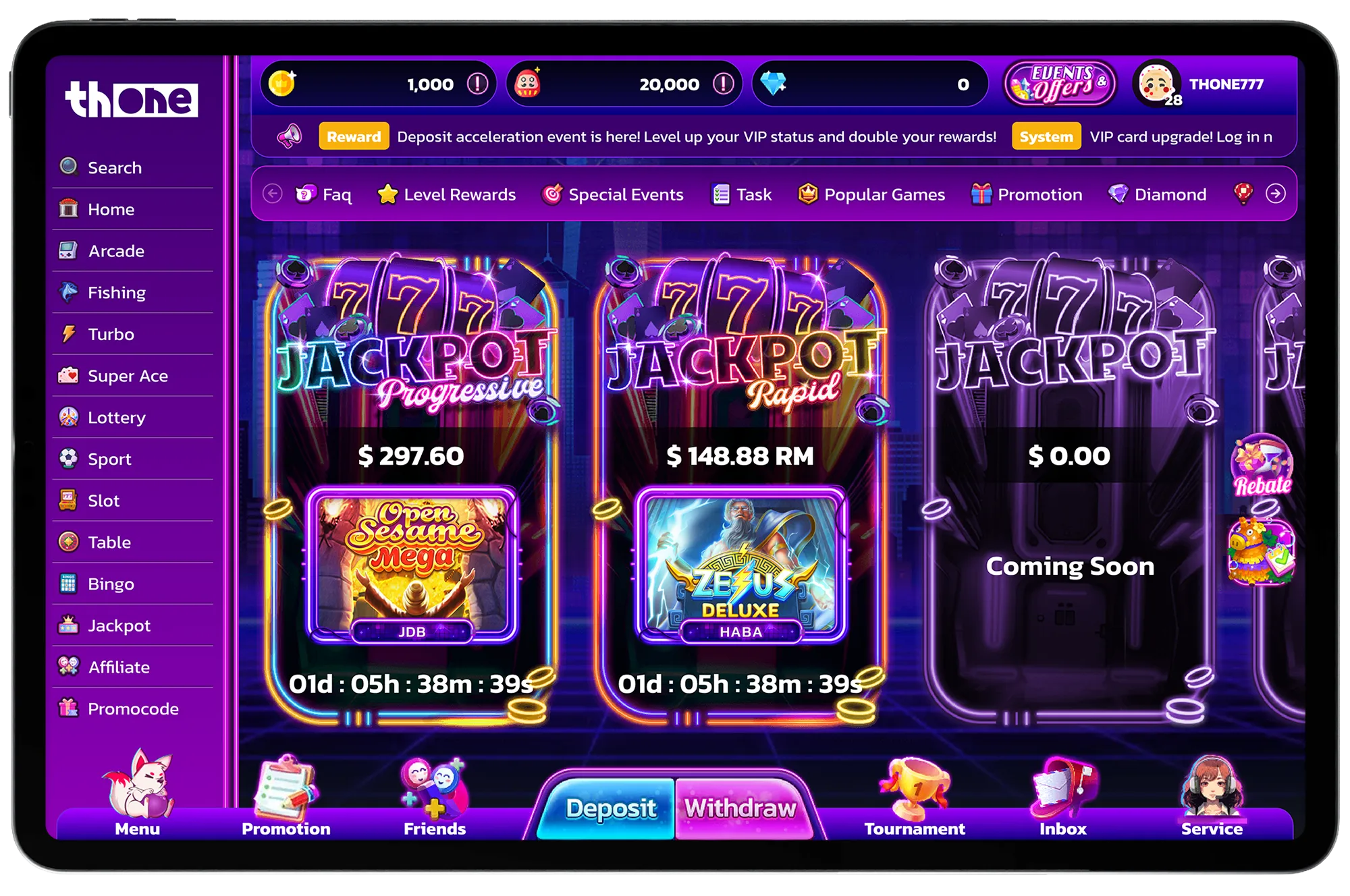 Retro template jackpot interface on desktop and phone
