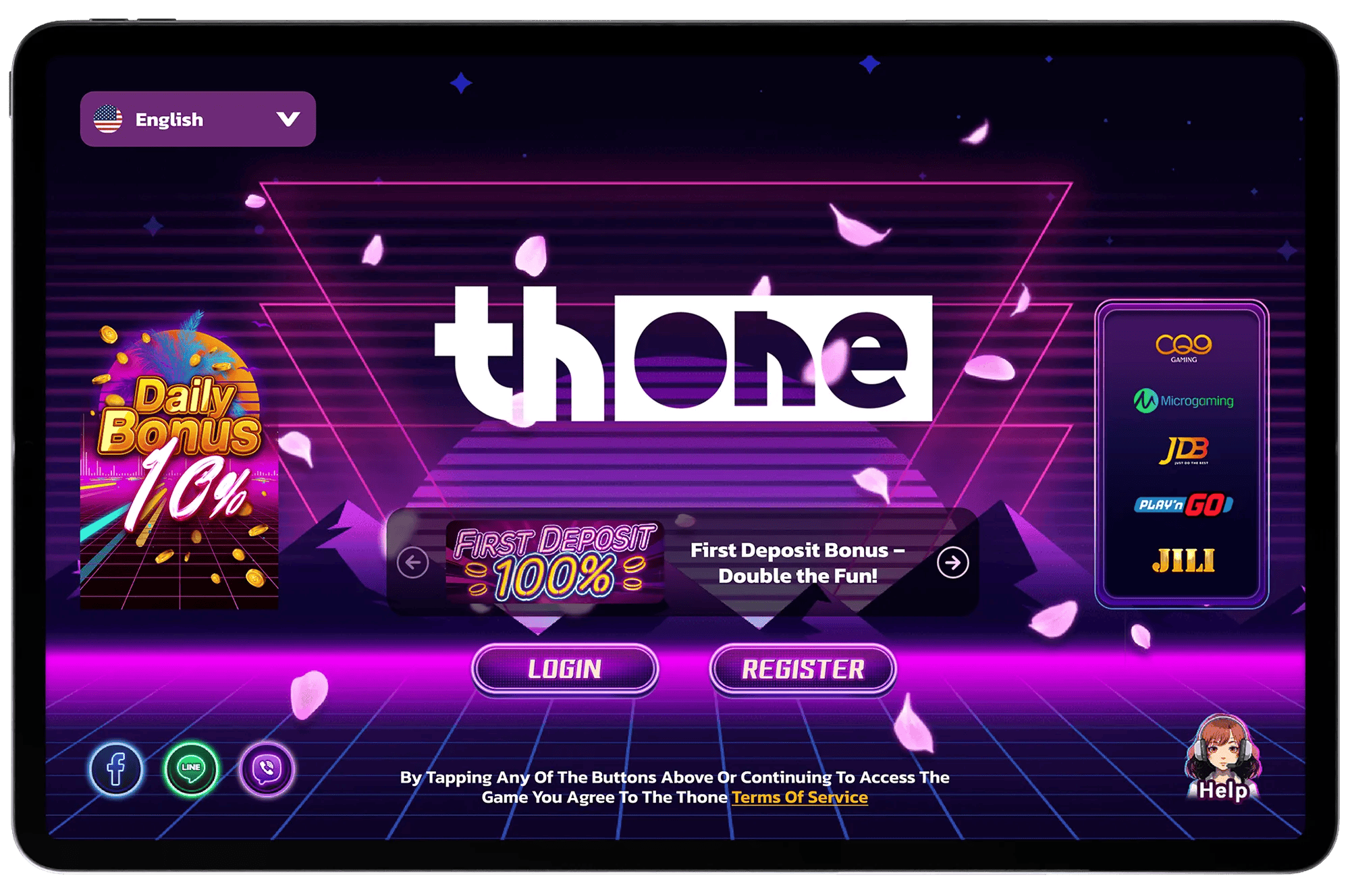 Retro template login screen preview on desktop and phone