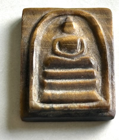 Somdej Toh Pendant in Tiger-Eye Stone ready for a steel case and necklace.