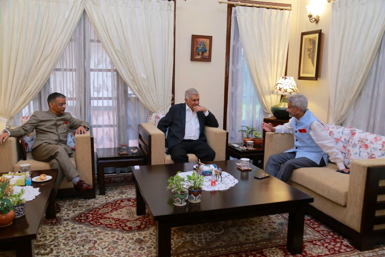 India's External Affairs Minister Dr. S Jaishankar meeting with Sri Lankan PM Ranil Wickremesinghe