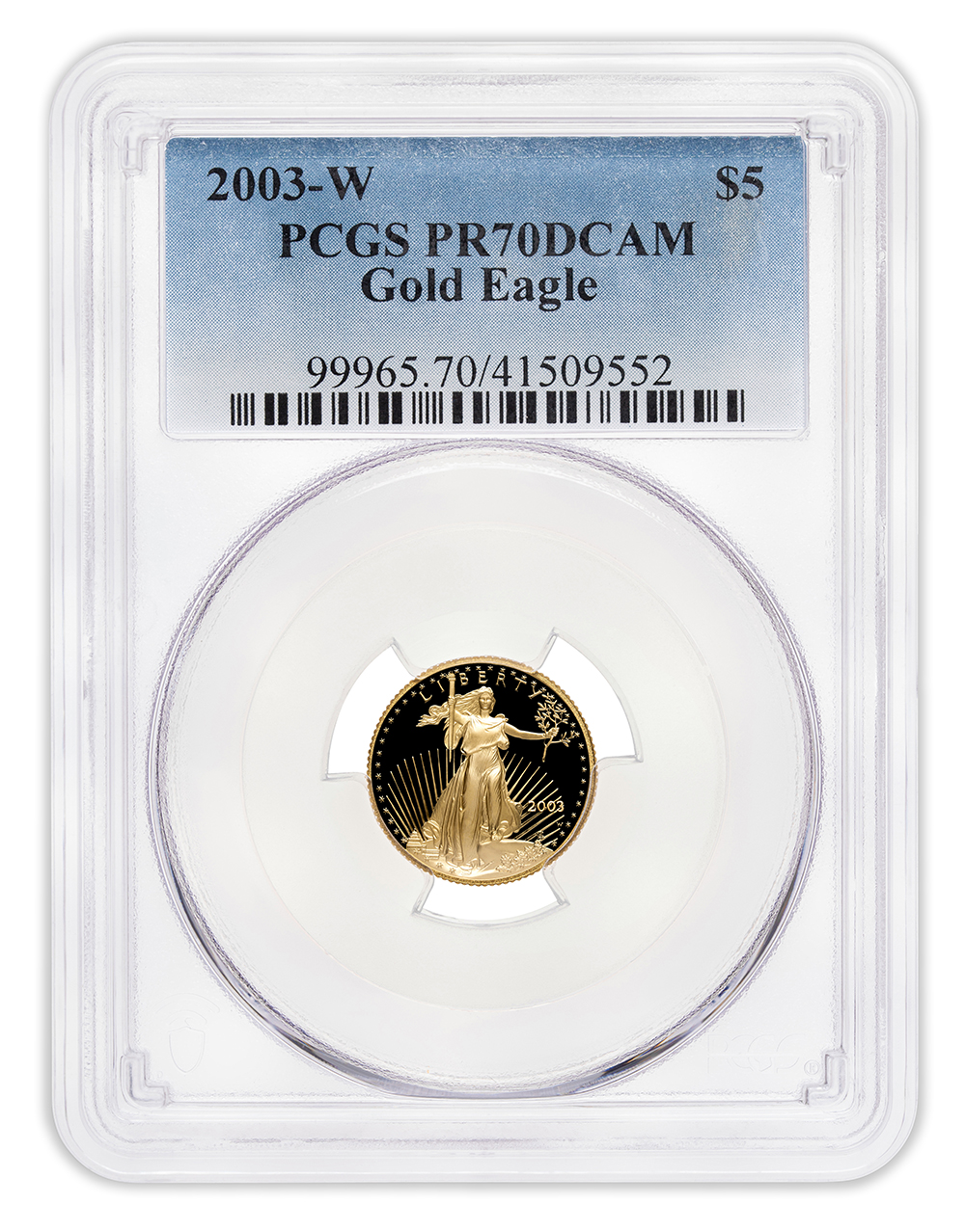 2003-W 1/10 oz Proof Gold Eagle $5 PCGS PR70