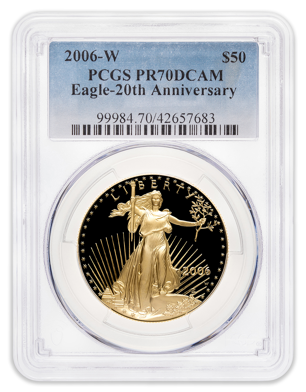 2006-W 1 oz Reverse Proof Gold Eagle $50 PCGS PR70