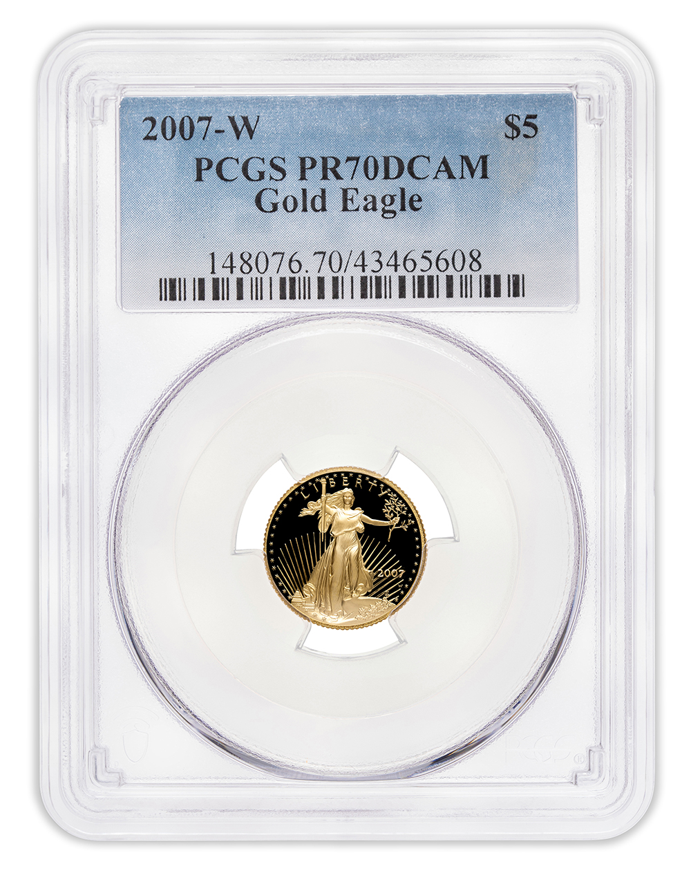 2007-W 1/10 oz Proof Gold Eagle $5 PCGS PR70