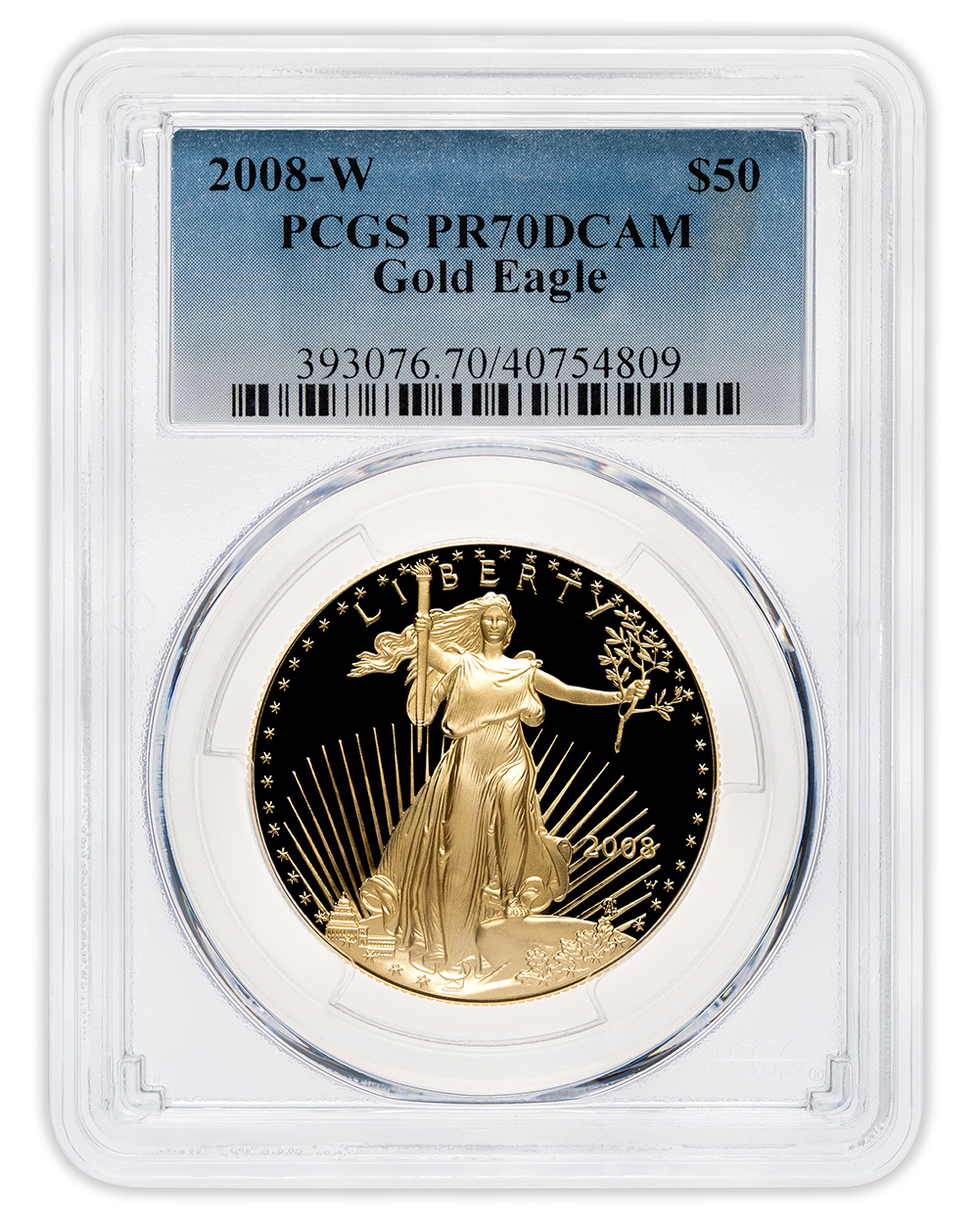 2008-W 1 oz Proof Gold Eagle $50 PCGS PR70